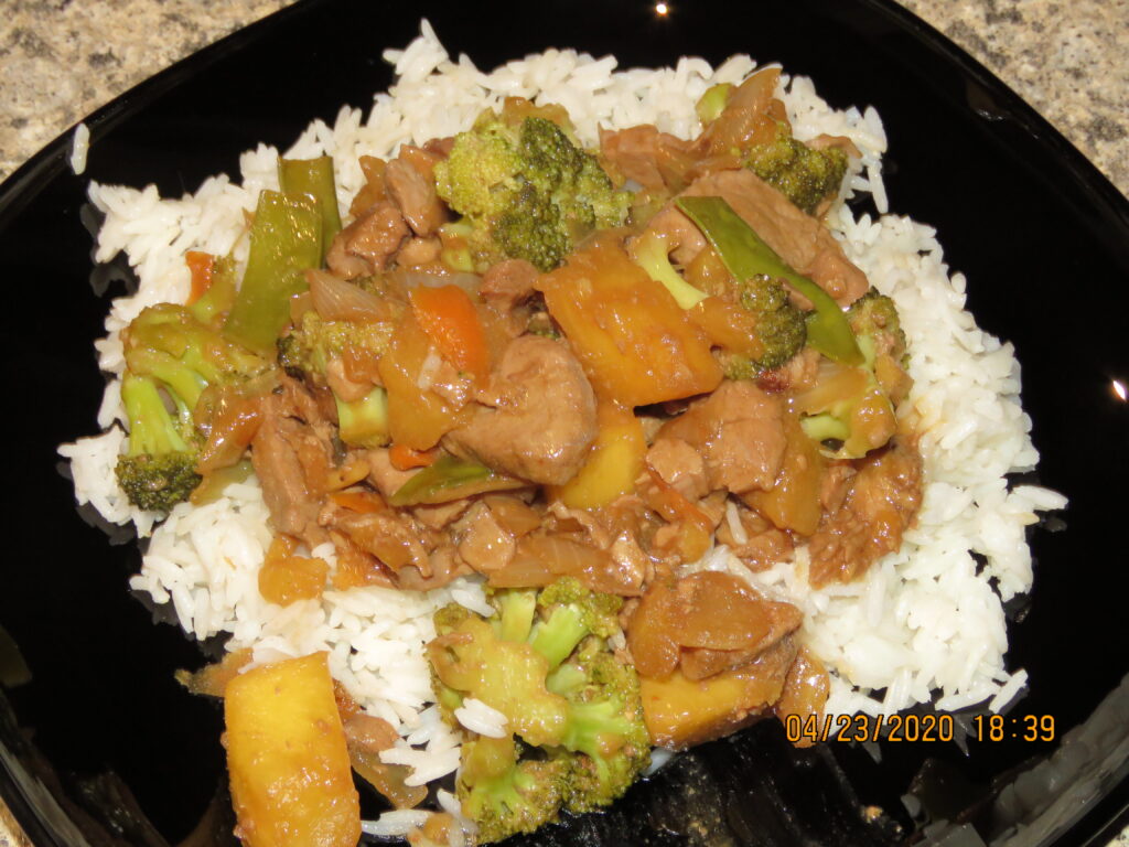 spicy pork with pineapple and rice