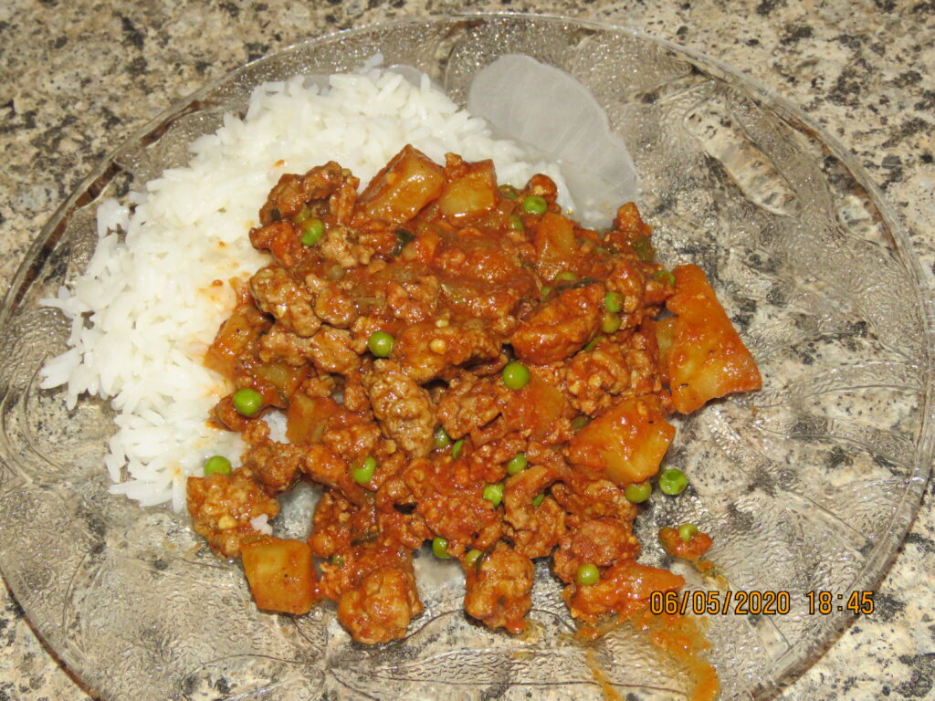 Lamb Kheema with Peas, Potatoes, and Rice 2