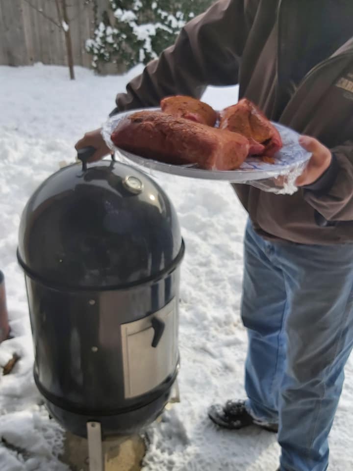 smoker and meat