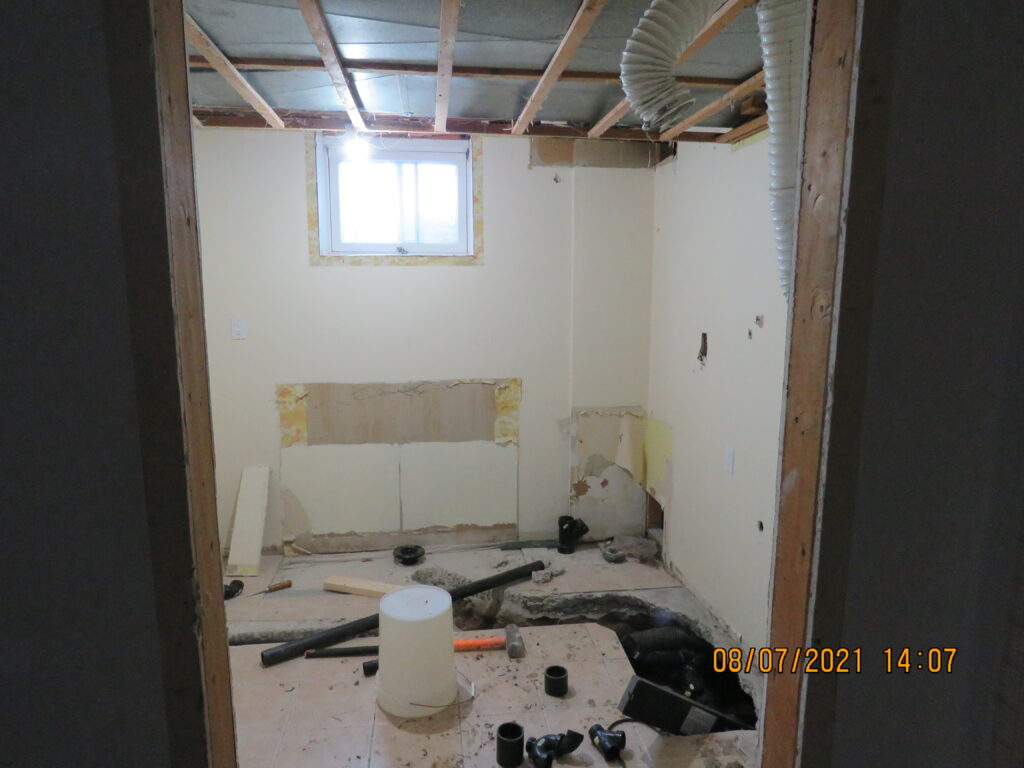 during renovation laundry to bathroom
