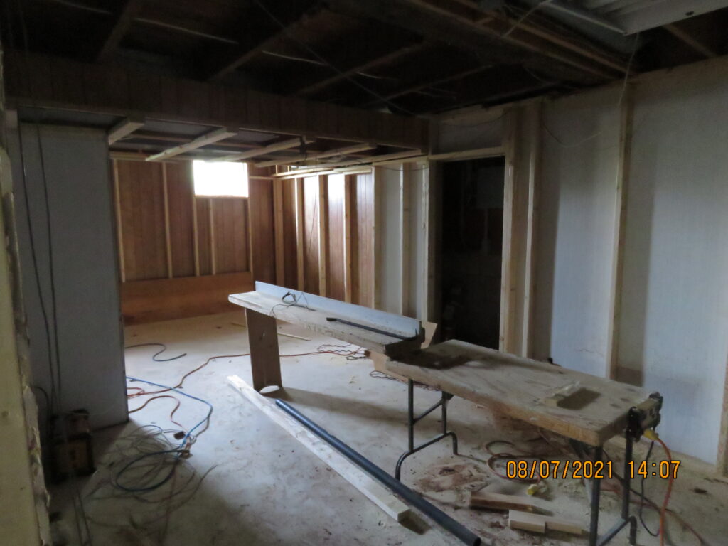 during
 renovation basement family room