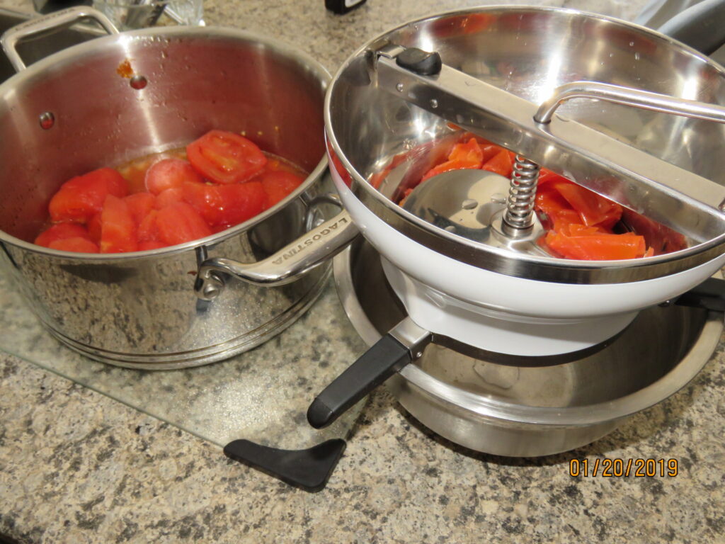 Food Mill with Tomatoes