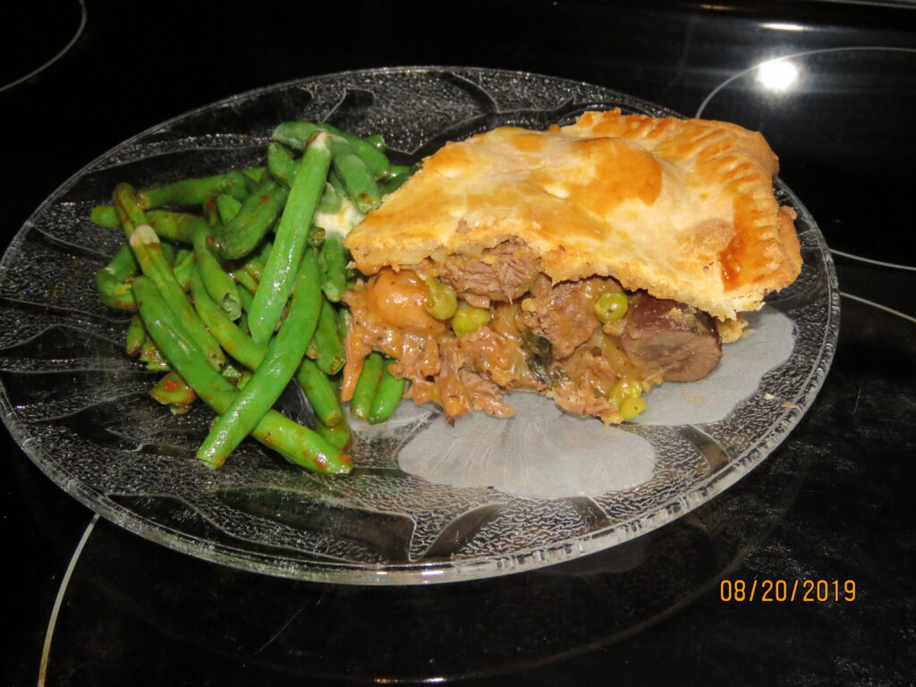 Steak and Kidney Pie with Green Beans