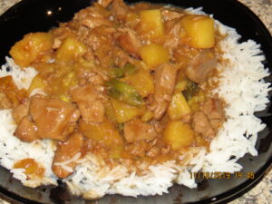 pork stuffed pineapple and rice