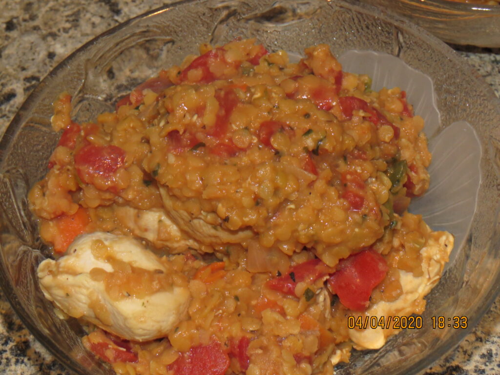 moroccan chicken with lentils