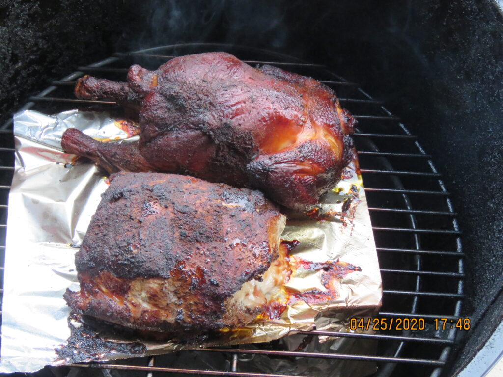 smoked chicken and pork loin