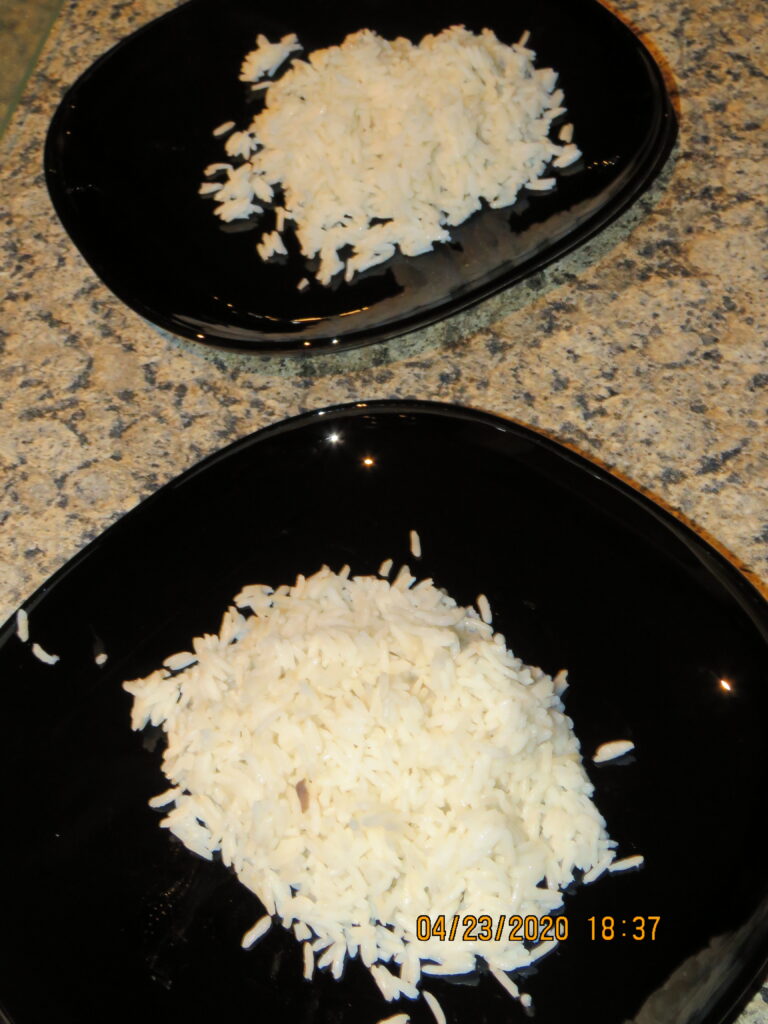 steamed rice on a plate