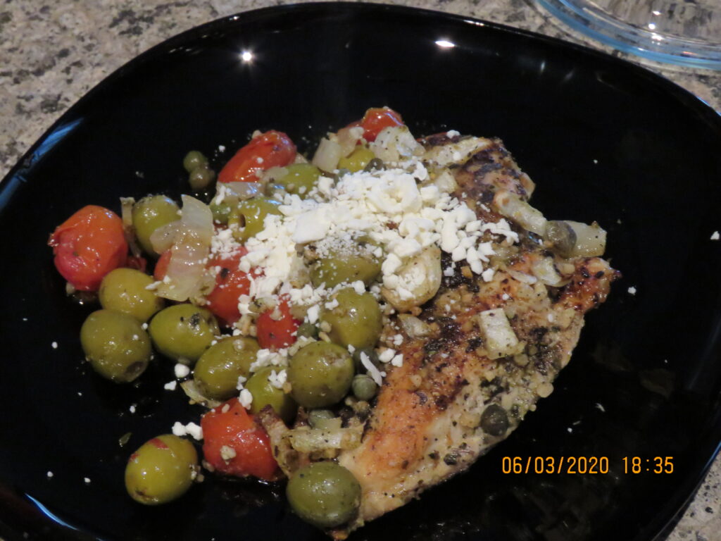 Greek Chicken Breasts with Tomatoes and Olives with Feta