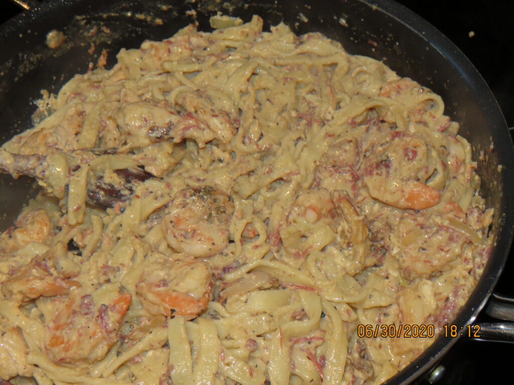 chicken and shrimp carbonara