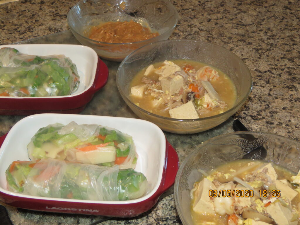 spring rolls and hot and sour soup