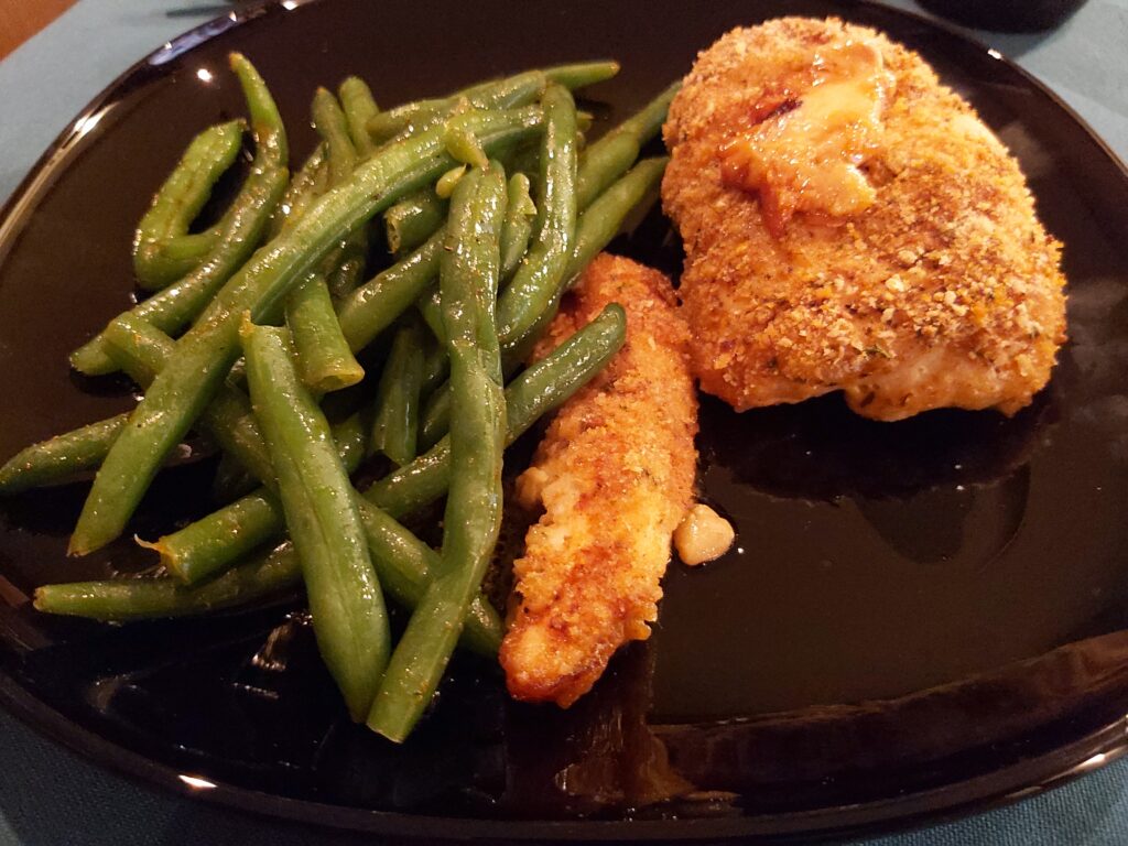 chicken cordon bleau w green beans good